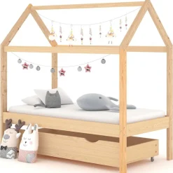 vidaXL Cadre de lit d'enfant avec tiroir Bois de pin massif 70x140 cm