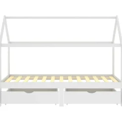 vidaXL Cadre de lit d'enfant avec tiroirs Blanc Pin massif 90x200 cm