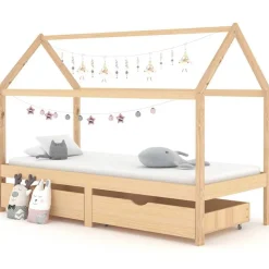 vidaXL Cadre de lit d'enfant avec tiroirs Bois de pin massif 90x200 cm