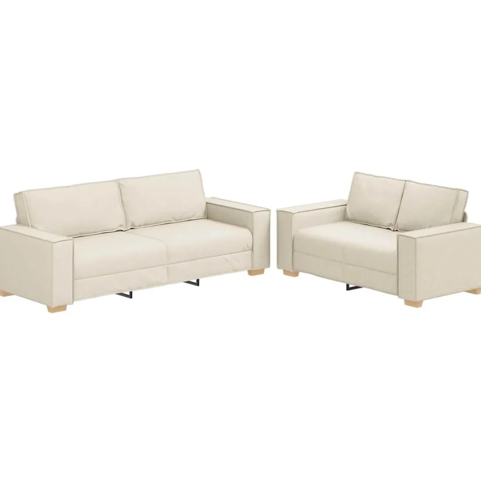 vidaXL Canapé 2 pcs Beige 220 x 80 x 84 cm Tissu en lin mélangé