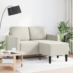 vidaXL Canapé 2 places avec méridienne en L crème 125 cm velours