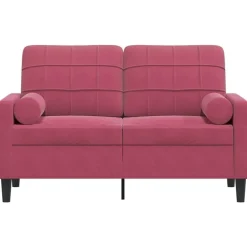 vidaXL Canapé 2 places avec oreillers bordeaux 120 cm velours