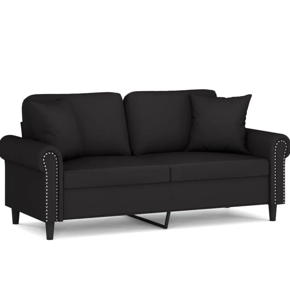 vidaXL Canapé 2 places avec oreillers décoratifs noir 140 cm velours