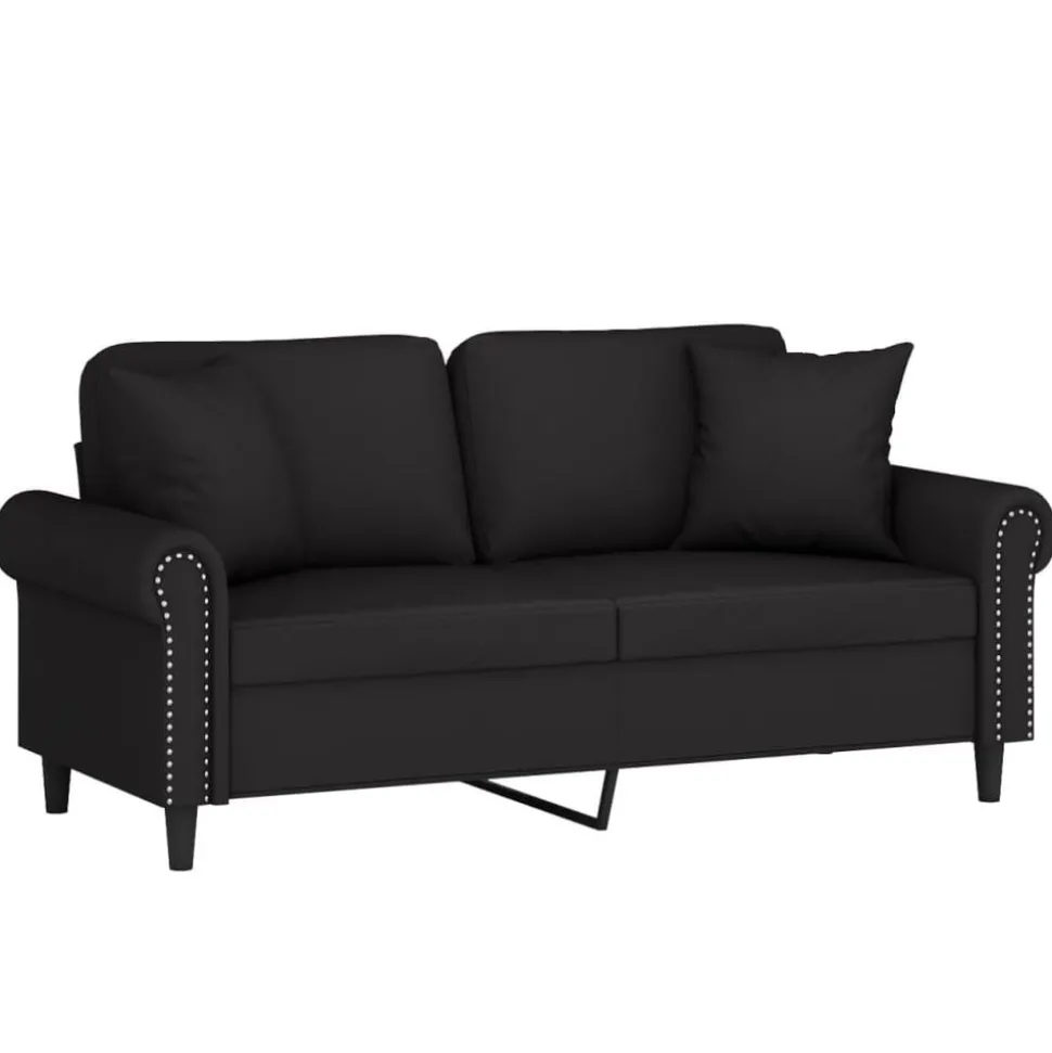 vidaXL Canapé 2 places avec oreillers décoratifs noir 140 cm velours