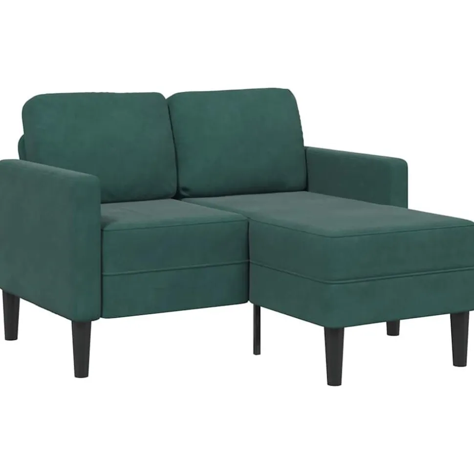 vidaXL Canapé 2 places avec méridienne en L vert foncé 125 cm velours