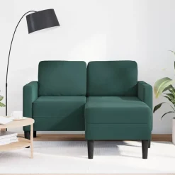 vidaXL Canapé 2 places avec méridienne en L vert foncé 125 cm velours