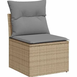 vidaXL Canapé de jardin sans accoudoirs coussins beige résine tressée