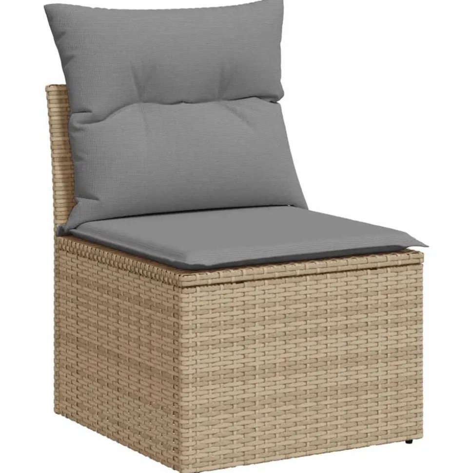 vidaXL Canapé de jardin sans accoudoirs coussins beige résine tressée