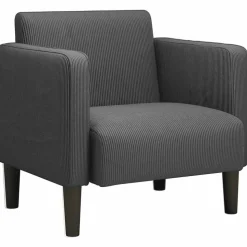 vidaXL Canapé-chaise accoudoirs gris foncé 54 cm tissu velours côtelé