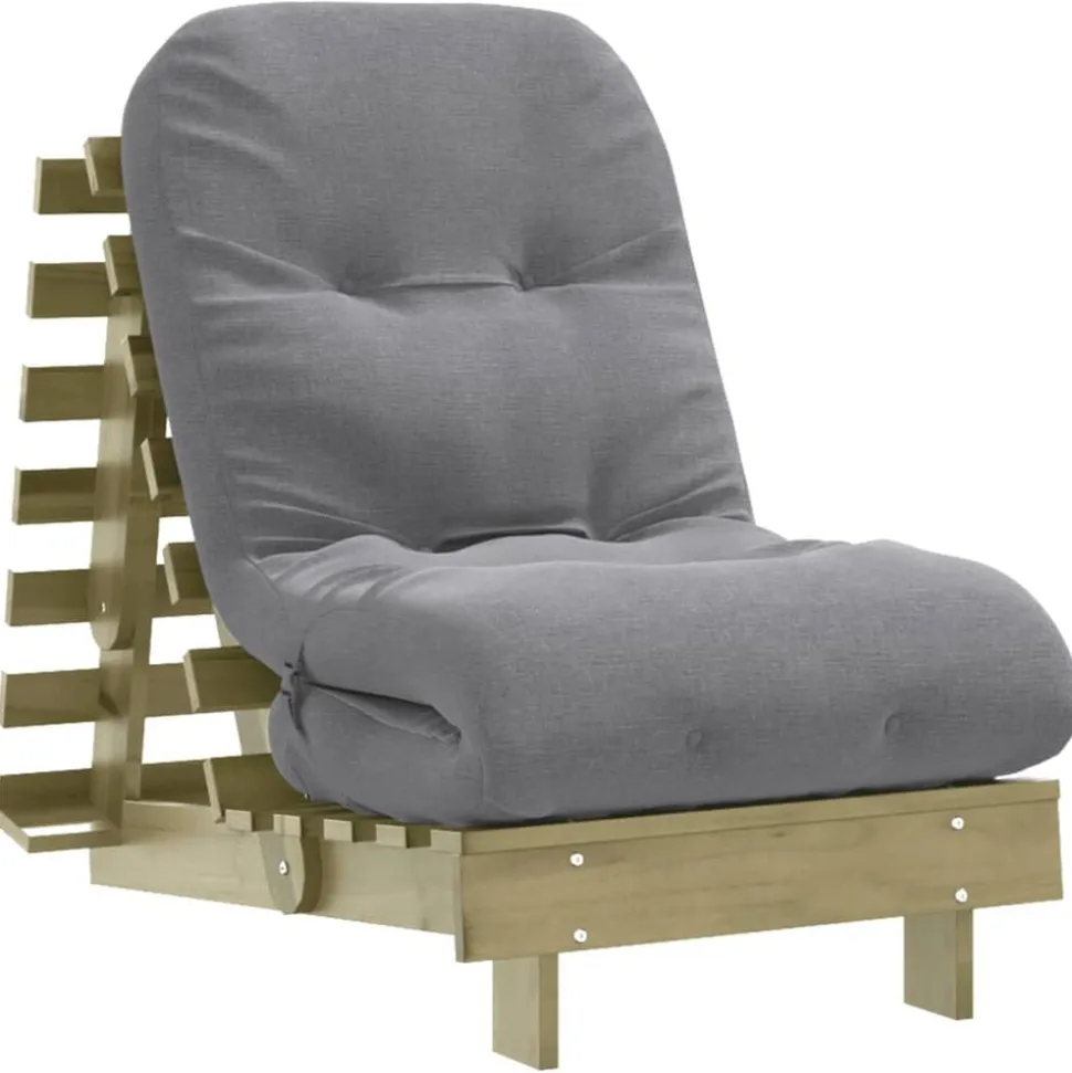 vidaXL Canapé-lit futon avec matelas 60x206x11 cm bois de pin imprégné