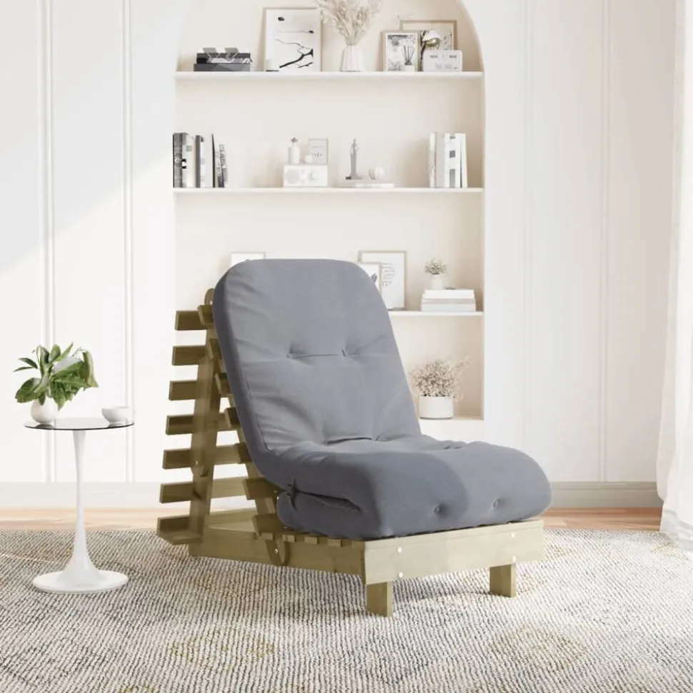 vidaXL Canapé-lit futon avec matelas 60x206x11 cm bois de pin imprégné