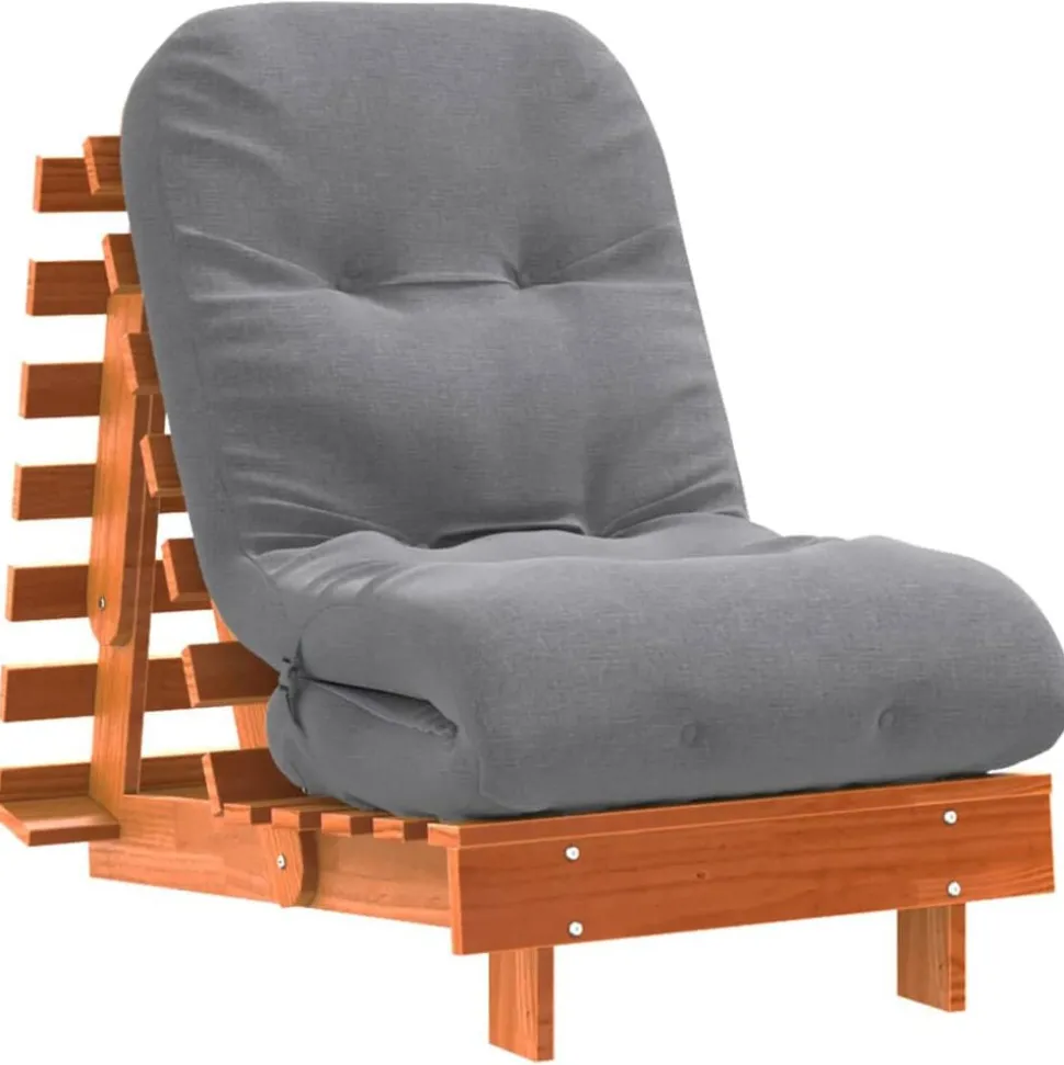 vidaXL Canapé-lit futon avec matelas 60x206x11 cm bois massif de pin
