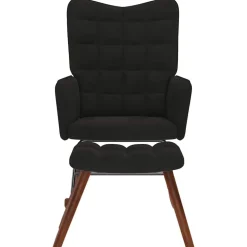 vidaXL Chaise à bascule avec tabouret en velours noir