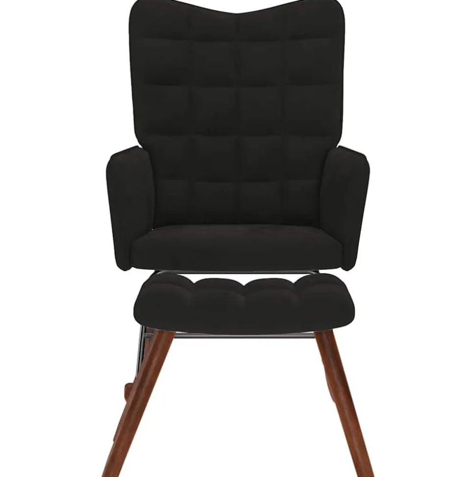 vidaXL Chaise à bascule avec tabouret en velours noir