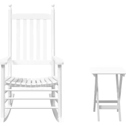 vidaXL Chaise à bascule avec table pliable blanc bois massif peuplier