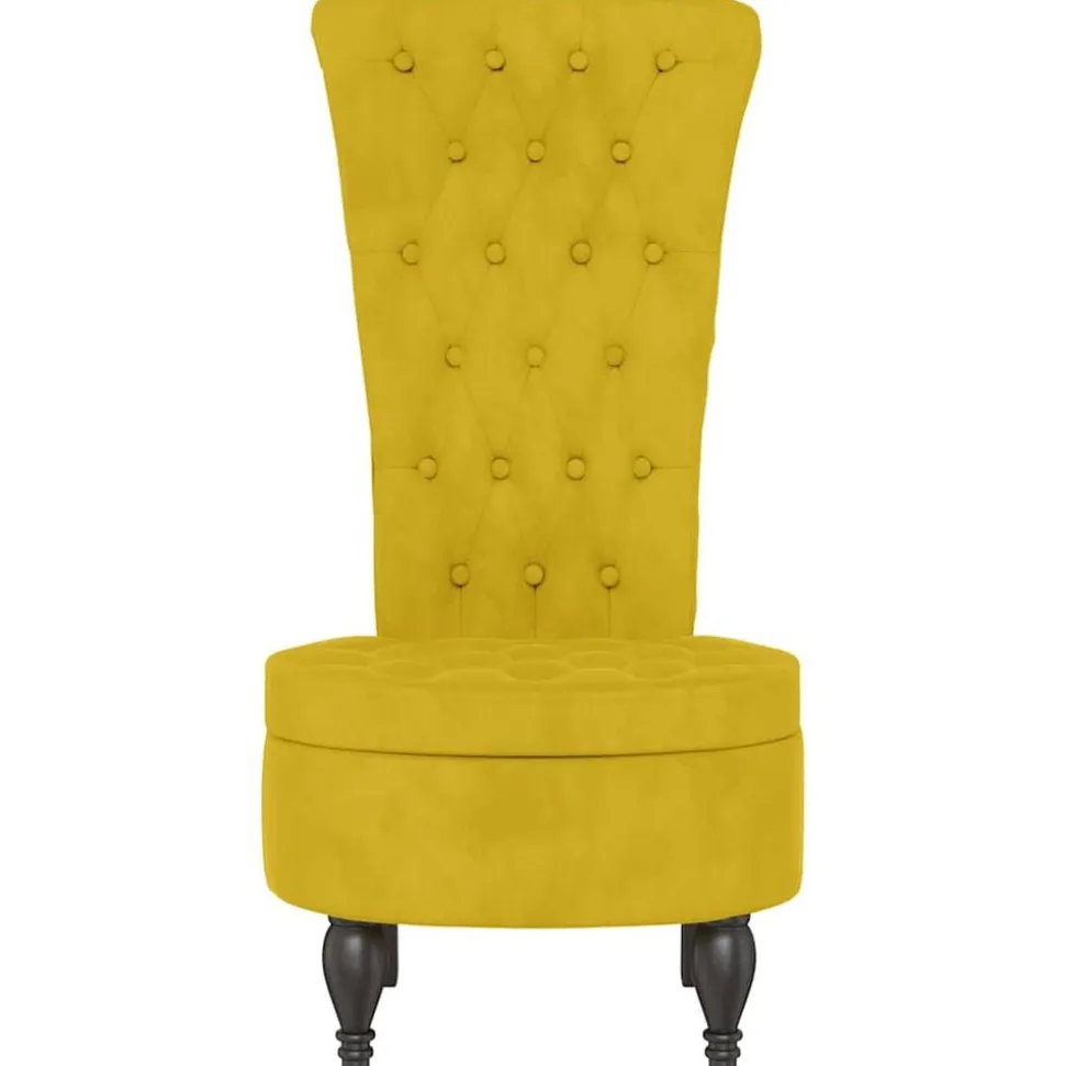 vidaXL Chaise à dossier haut jaune velours conception de bouton