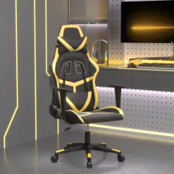 vidaXL Chaise de jeu de massage Noir et doré Similicuir