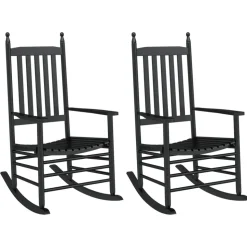 vidaXL Chaises à bascule avec sièges incurvés lot de 2 noir peuplier