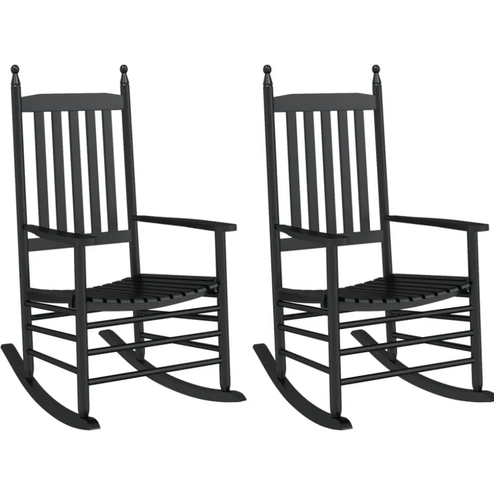 vidaXL Chaises à bascule avec sièges incurvés lot de 2 noir peuplier