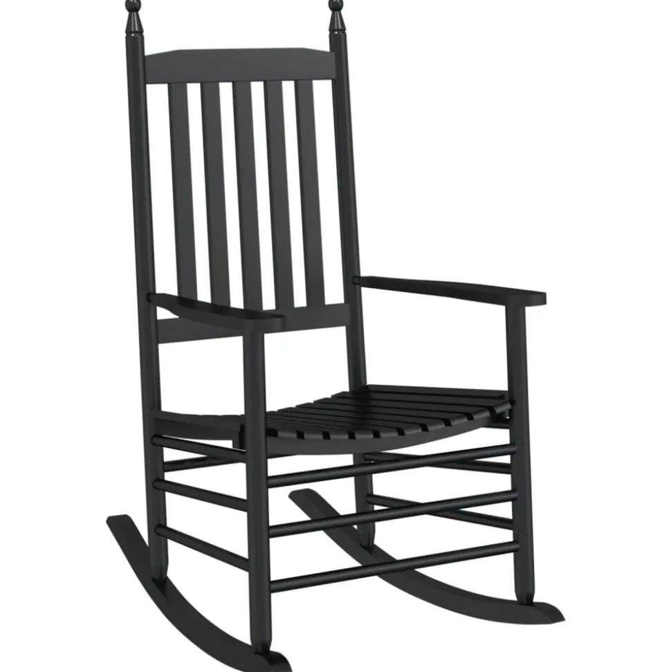 vidaXL Chaises à bascule avec sièges incurvés lot de 2 noir peuplier