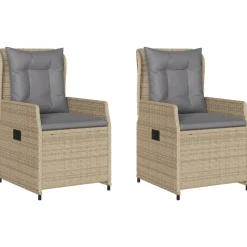 vidaXL Chaises inclinables de jardin lot de 2 beige résine tressée