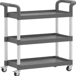 vidaXL Chariot à 3 niveaux gris 77x34x72 cm aluminium