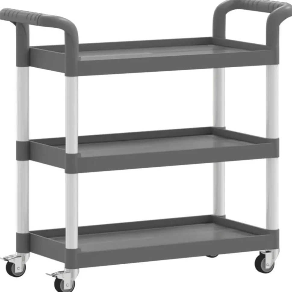 vidaXL Chariot à 3 niveaux gris 77x34x72 cm aluminium