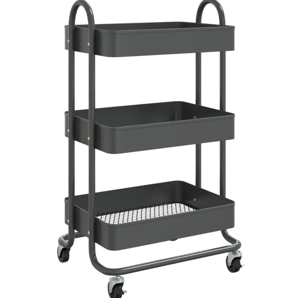 vidaXL Chariot à 3 niveaux Anthracite 43x34x79 cm Acier