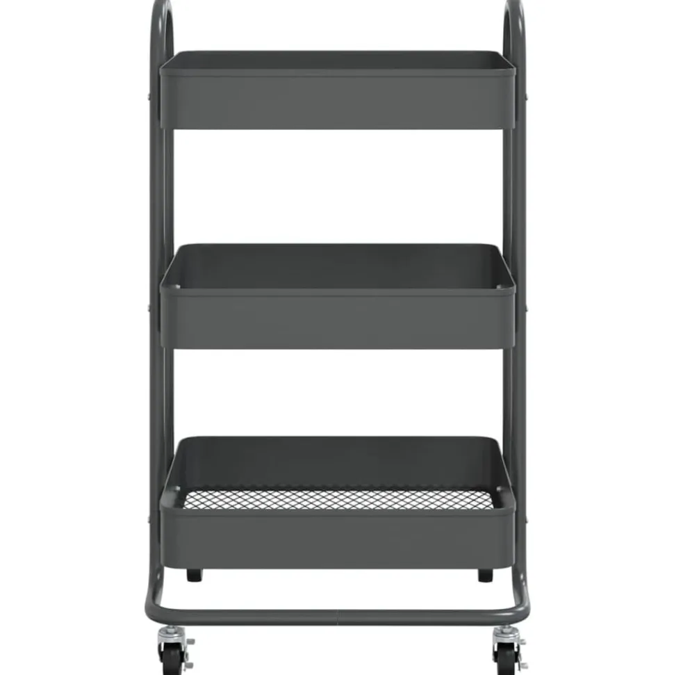 vidaXL Chariot à 3 niveaux Anthracite 43x34x79 cm Acier