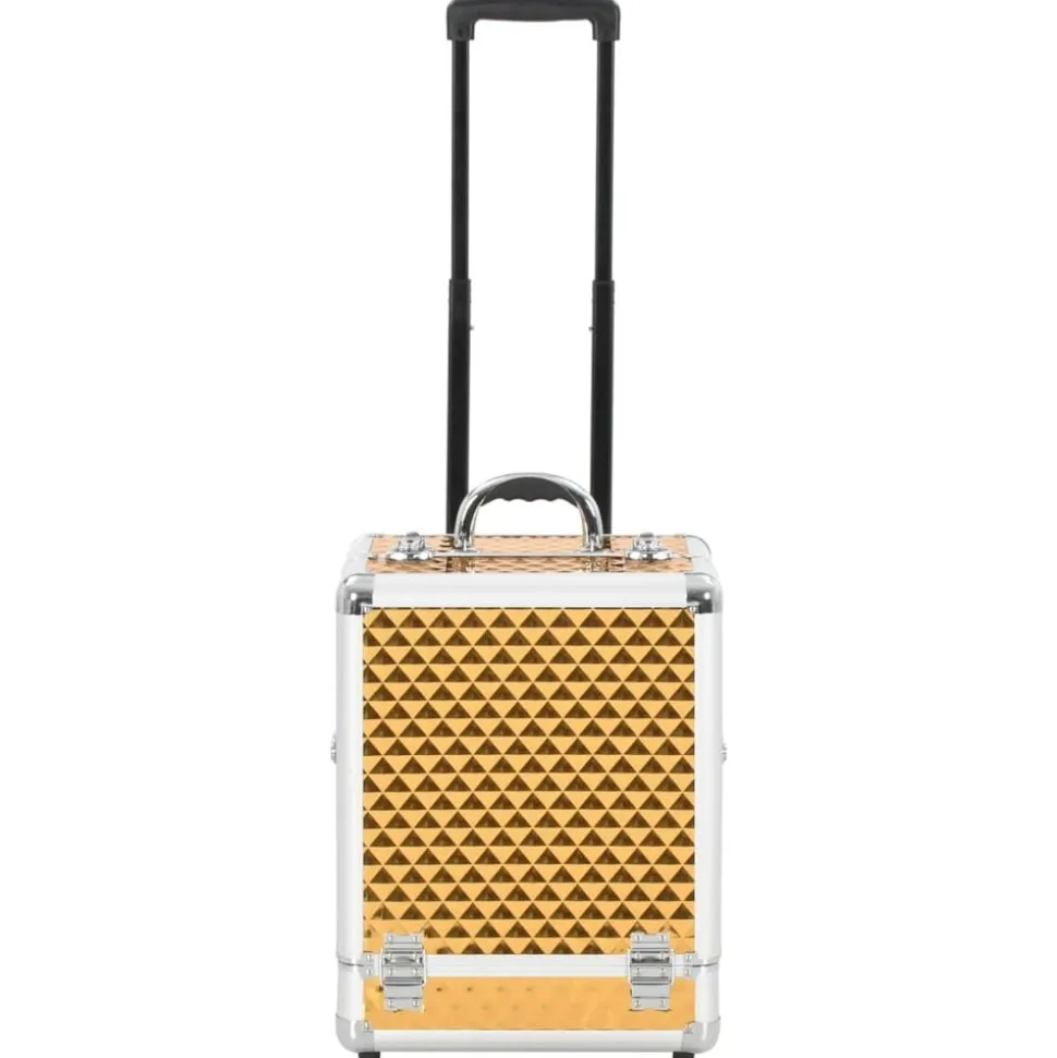 vidaXL Chariot à maquillage 35x29x45 cm Doré Aluminium