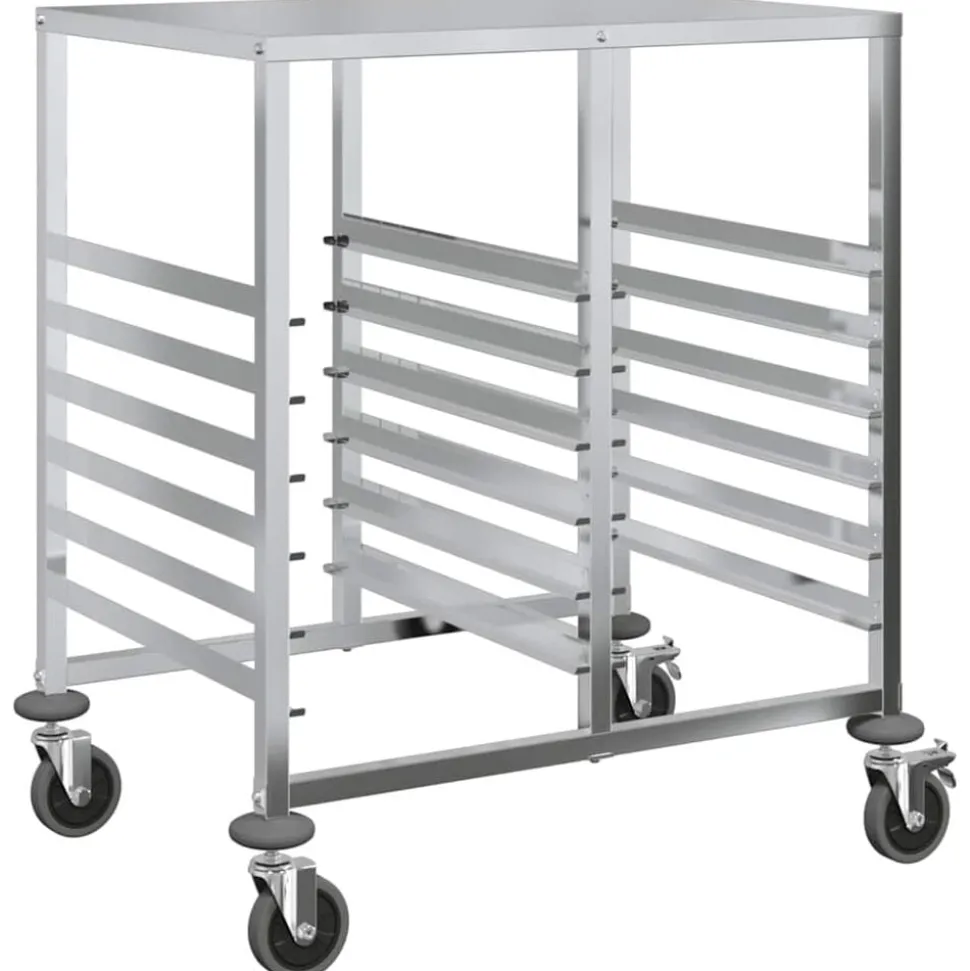 vidaXL Chariot à plateaux 12 bacs GN 75x55x87 cm acier inoxydable