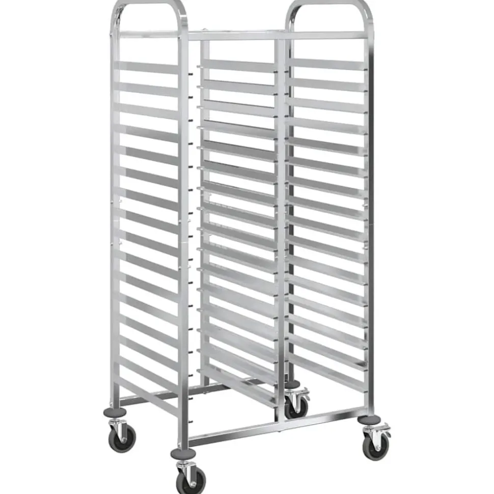 vidaXL Chariot à plateaux 32 bacs GN 75x55x162,5 cm acier inoxydable
