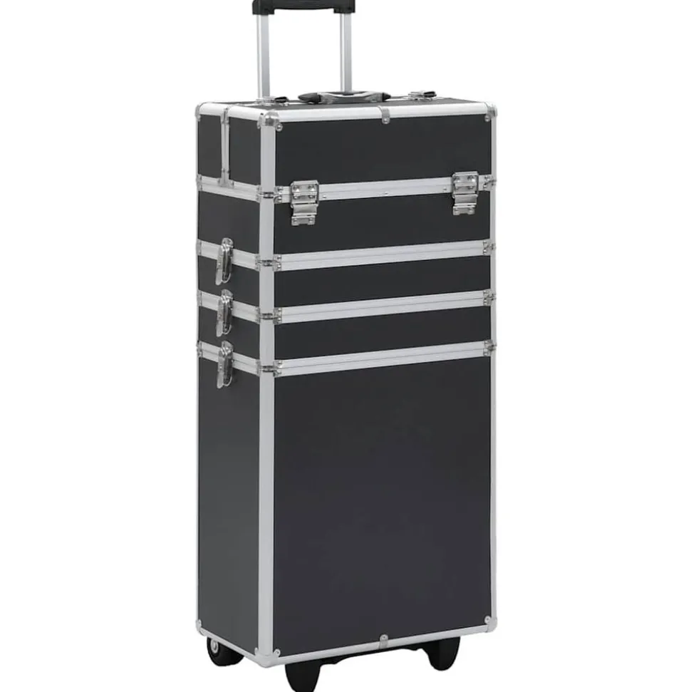 vidaXL Chariot de maquillage Aluminium Noir
