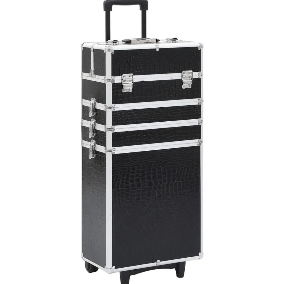 vidaXL Chariot de maquillage Aluminium Noir avec motif de crocodile