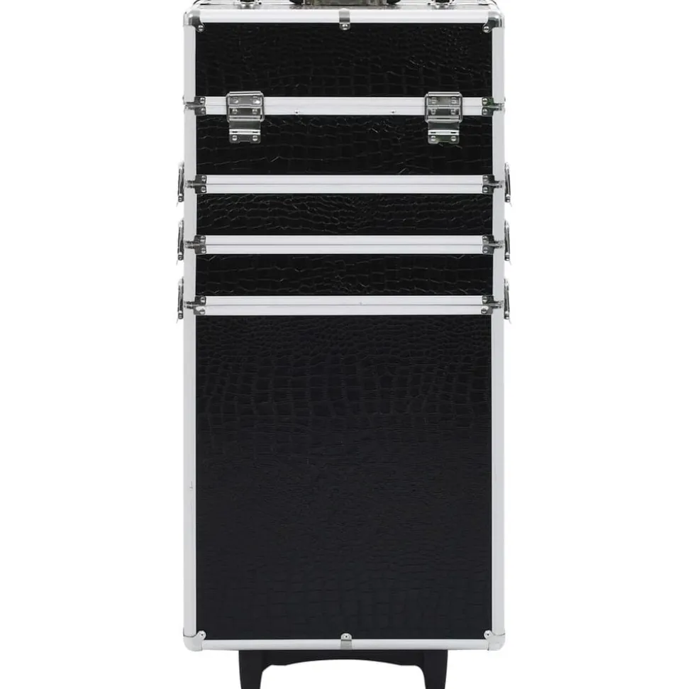 vidaXL Chariot de maquillage Aluminium Noir avec motif de crocodile