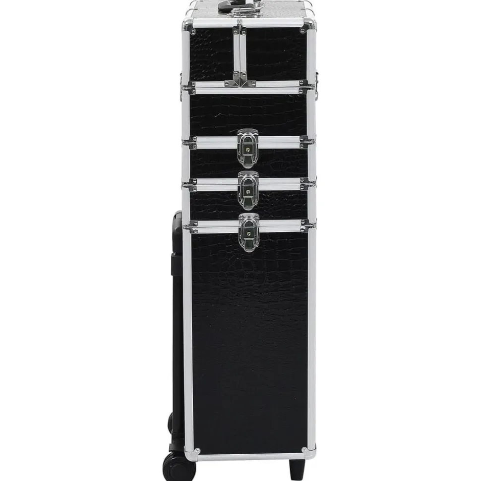 vidaXL Chariot de maquillage Aluminium Noir avec motif de crocodile