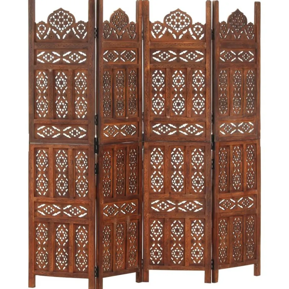 vidaXL Cloison de séparation 4 panneaux Marron 160x165cm Bois manguier