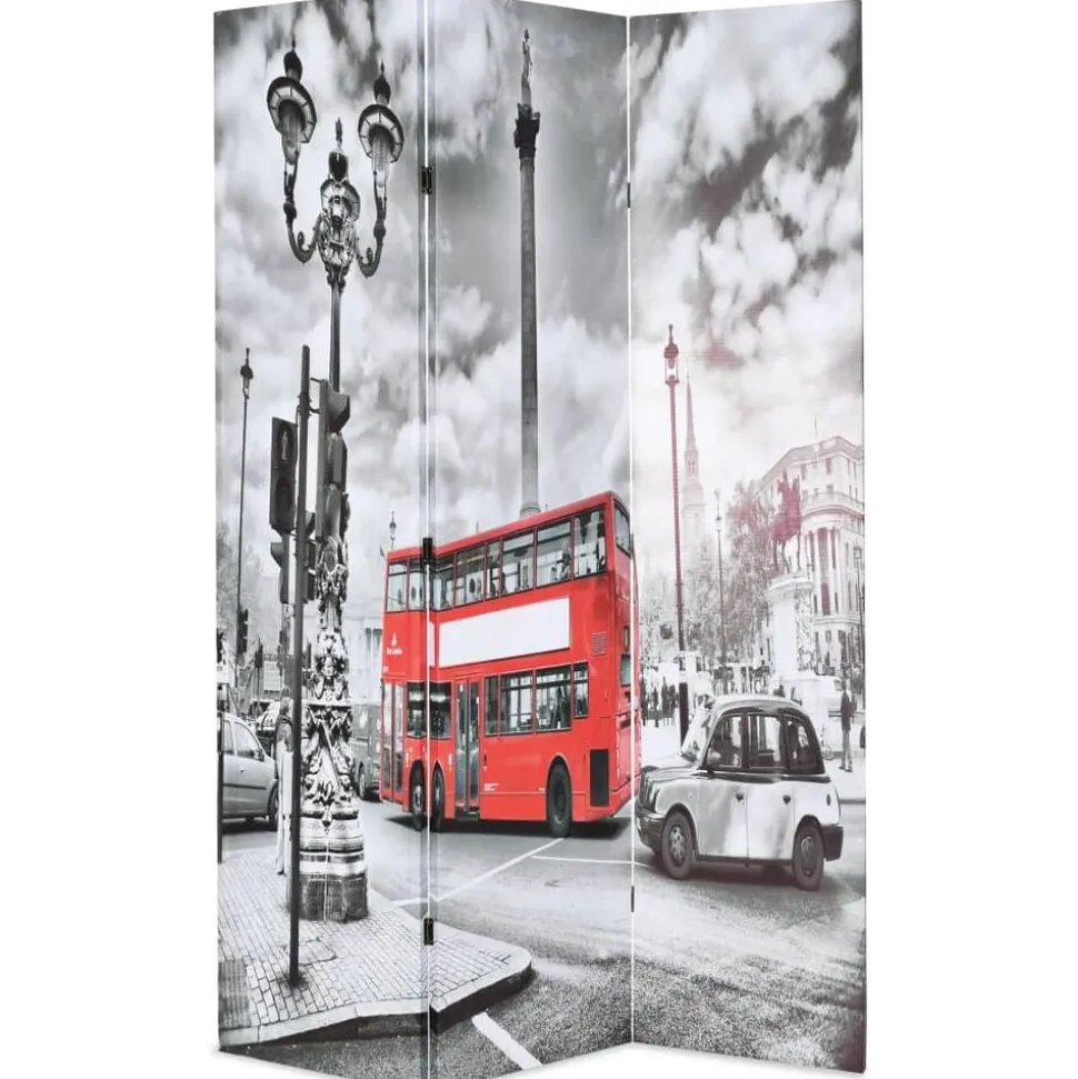 vidaXL Cloison de séparation 120 x 170 cm Bus londonien Noir et blanc