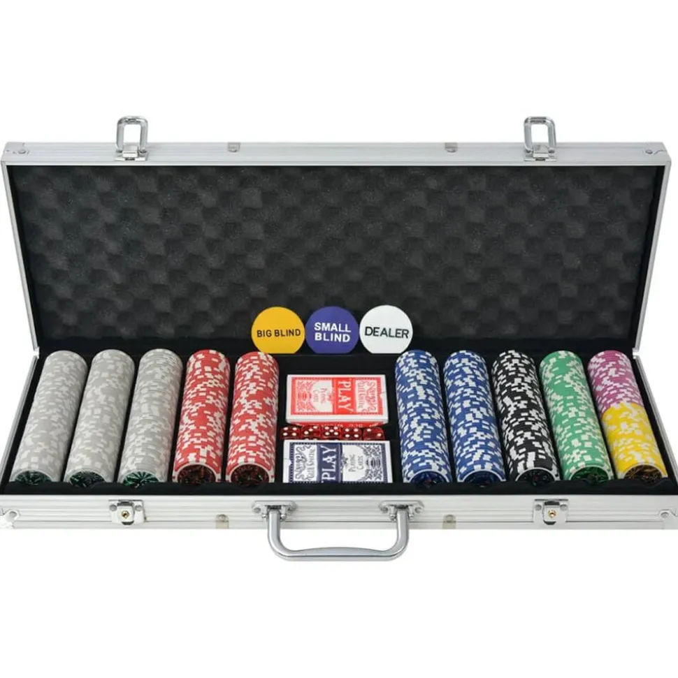 vidaXL Coffret de poker avec 500 jetons Laser Aluminium