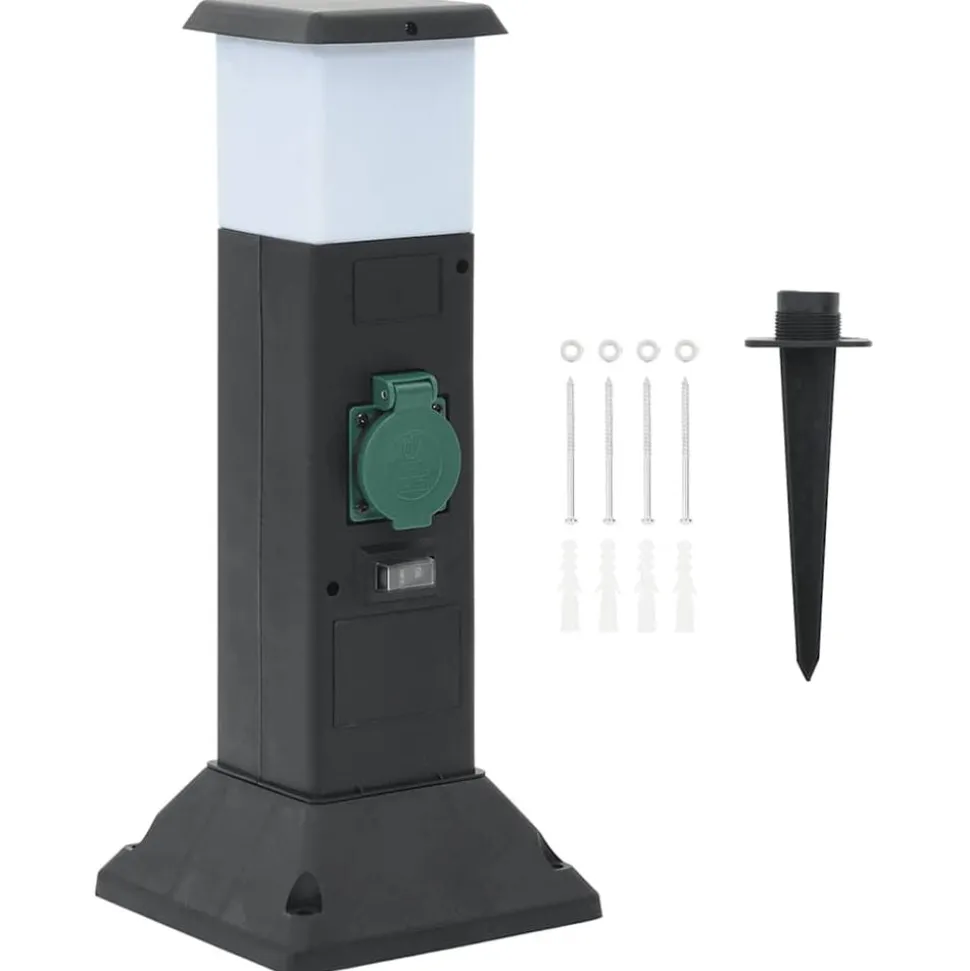 vidaXL Colonne de prise d'extérieur avec lampe et piquet à 2 voies