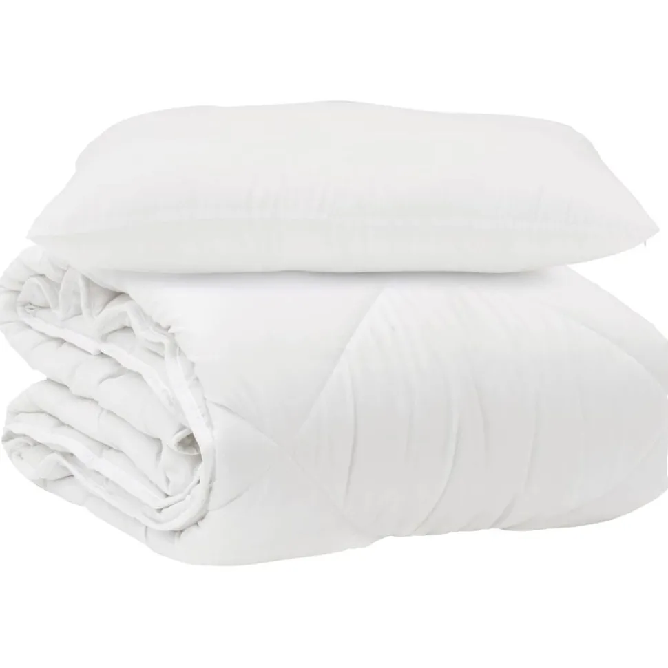vidaXL Couette avec oreiller 2 pcs Blanc Microfibre