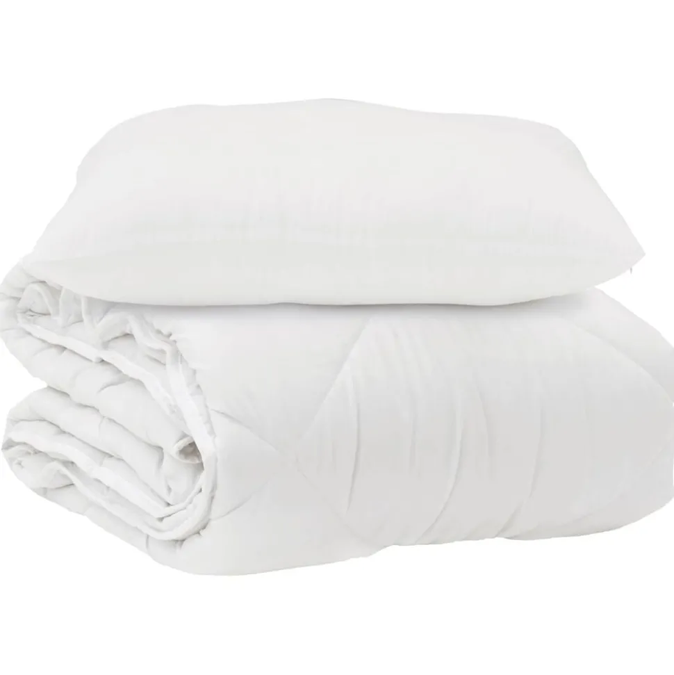 vidaXL Couette avec oreiller 2 pcs Blanc Microfibre