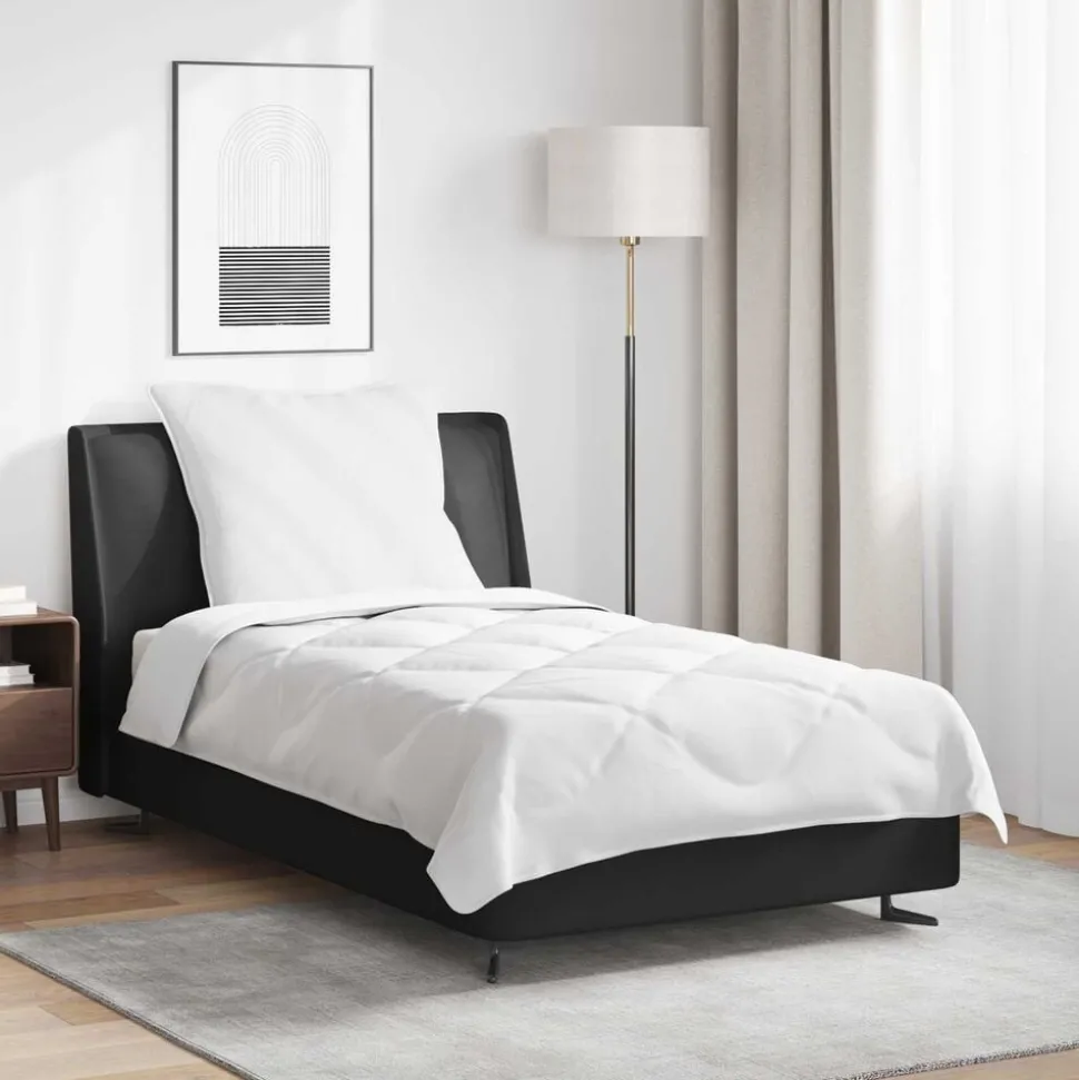 vidaXL Couette avec oreiller 2 pcs Blanc Microfibre