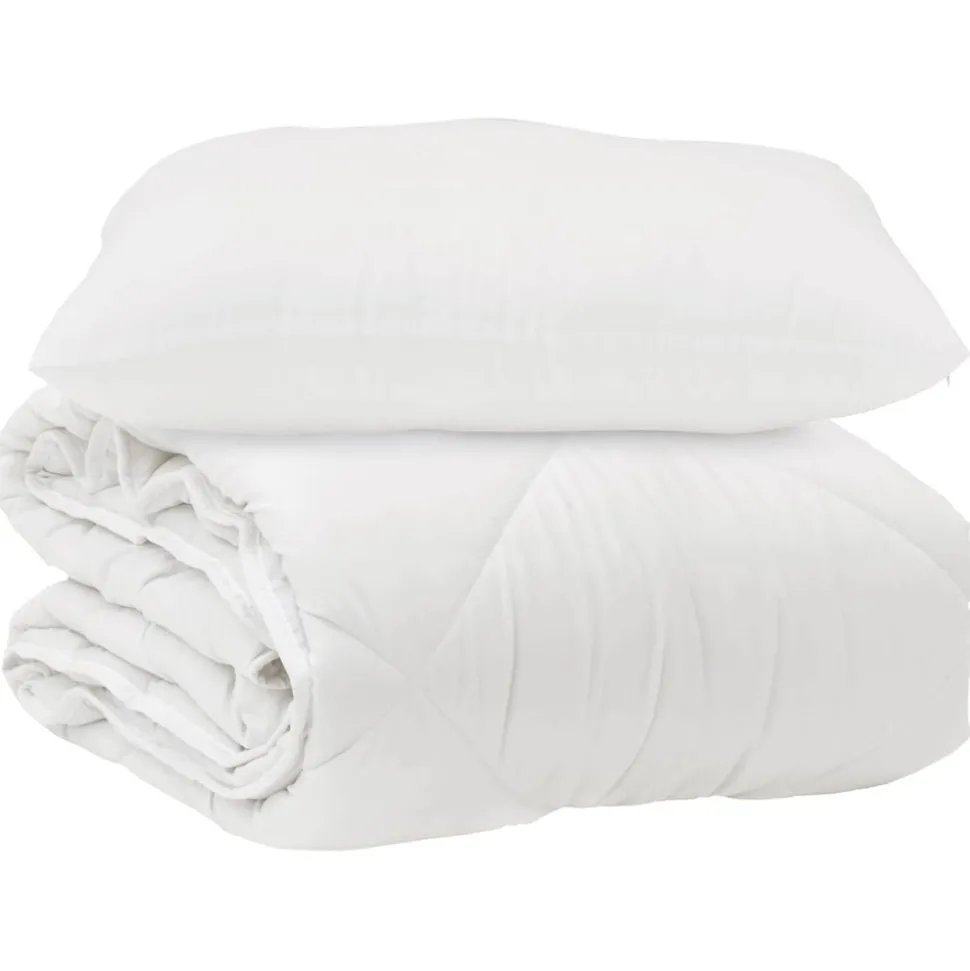vidaXL Couette avec oreiller 2 pcs Blanc Microfibre