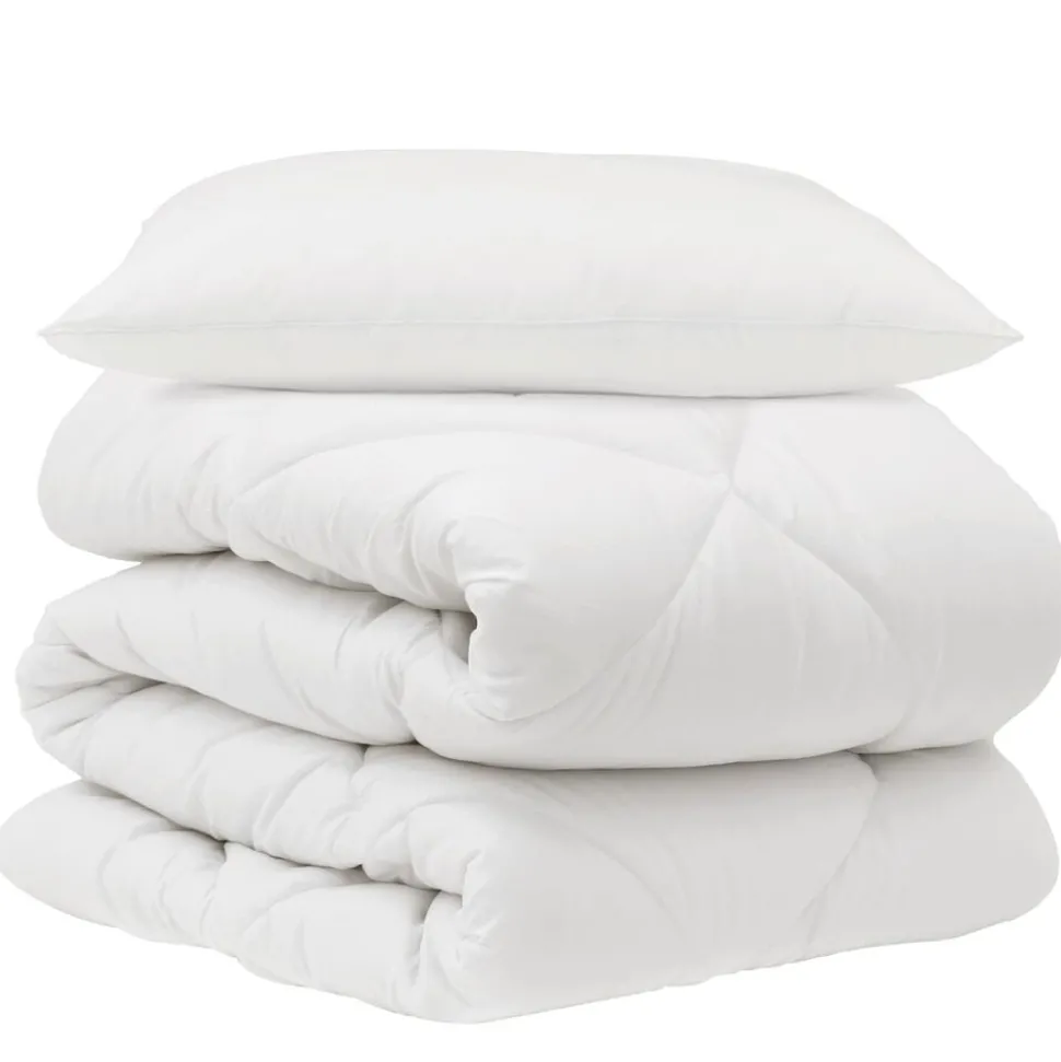 vidaXL Couette avec oreiller 2 pcs Blanc Microfibre