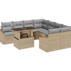 vidaXL Ensemble de canapé de jardin 9 pcs Beige et Gris clair