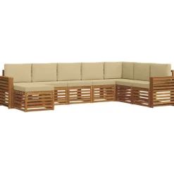 vidaXL Ensemble de canapé d'angle avec coussin 8 pcs Naturel et Beige
