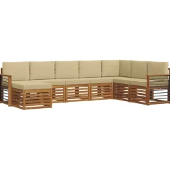 vidaXL Ensemble de canapé d'angle avec coussin 8 pcs Naturel et Beige