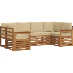 vidaXL Ensemble de canapé d'angle 6 pcs Naturel Bois d'Acacia Massif