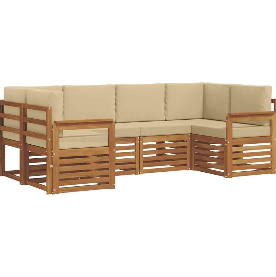 vidaXL Ensemble de canapé d'angle 6 pcs Naturel Bois d'Acacia Massif